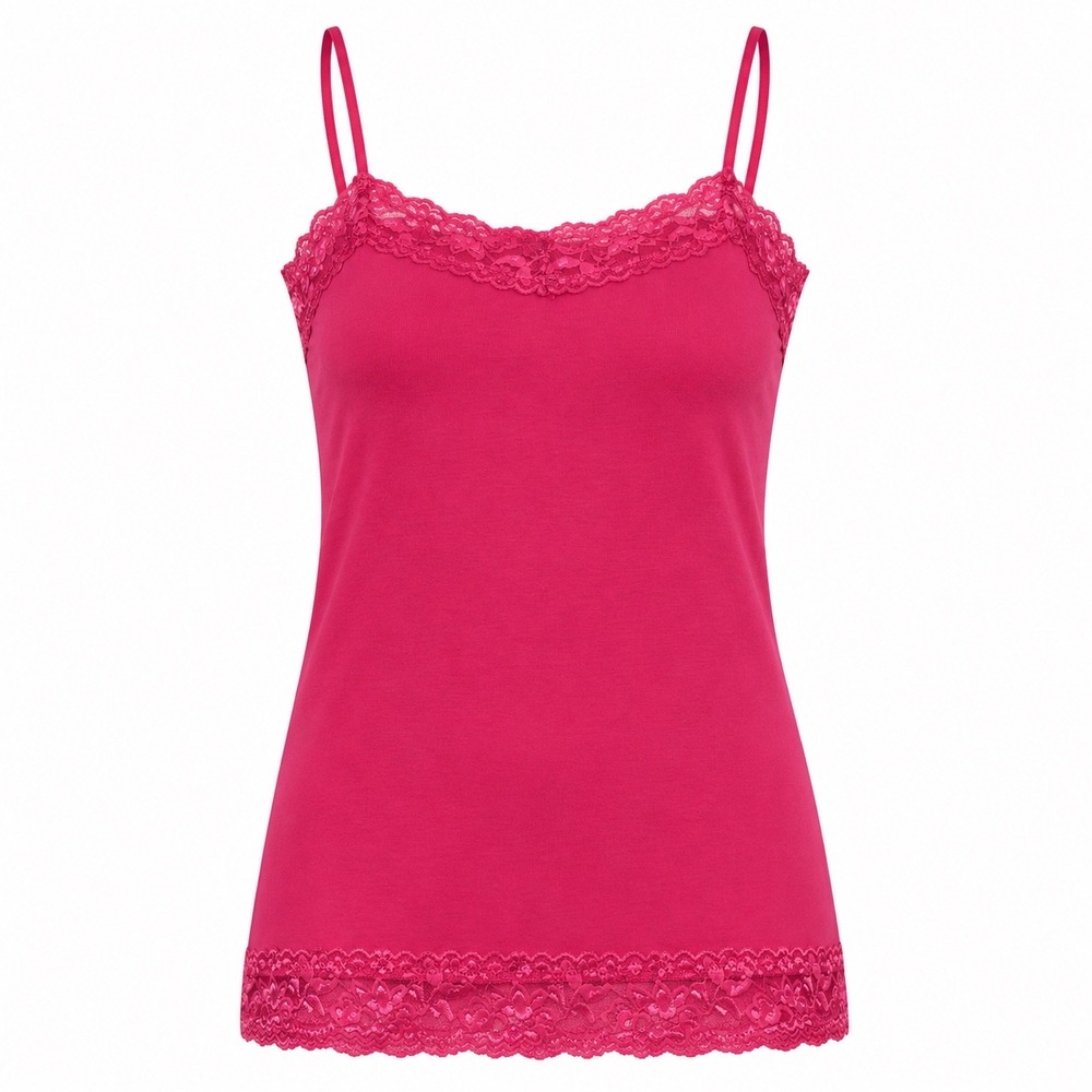 Love Culture Vintage Y2K Tank Top Pink Lace Trim Coquette Fairy Grunge Medium